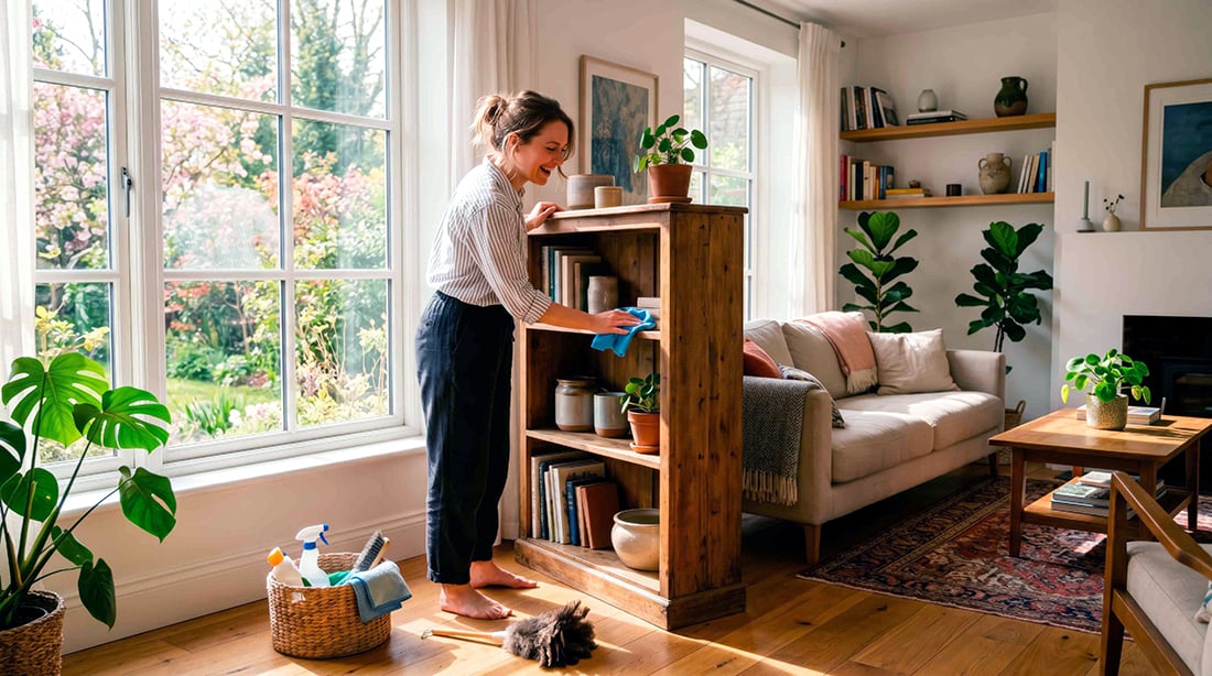 woman at home cleaning