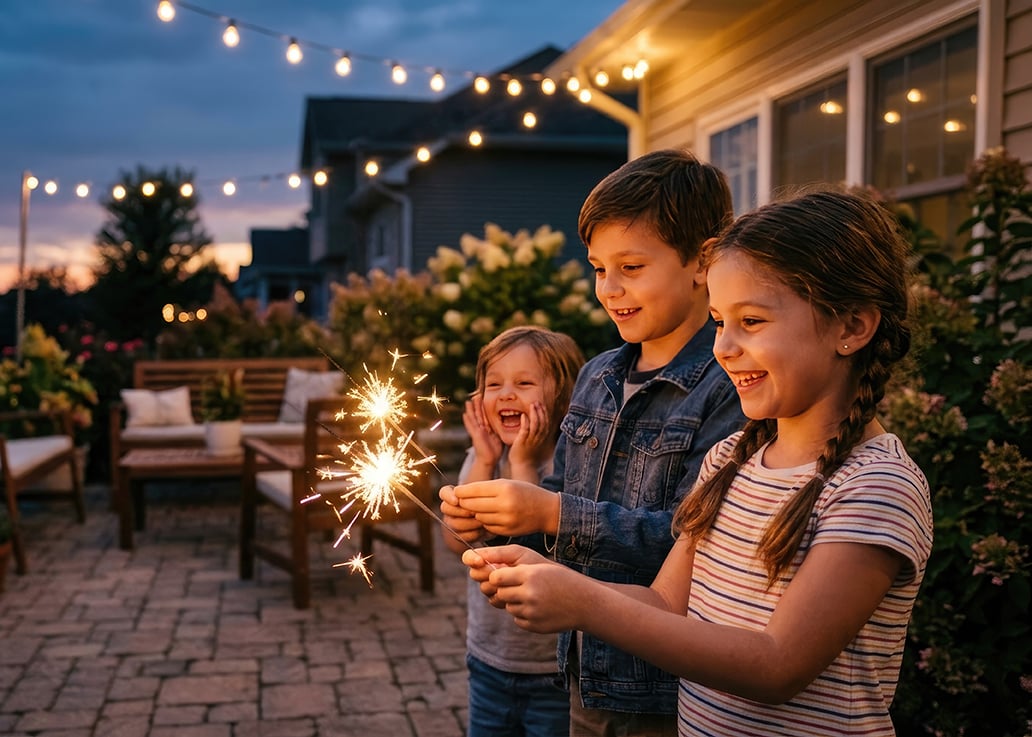 children enjoying fireworks