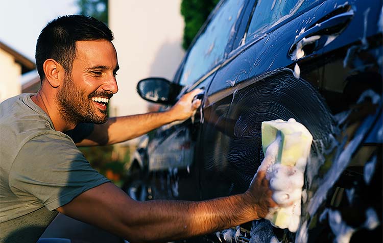 Man washing car
