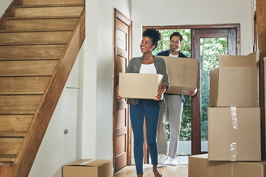 Couple moving into new home