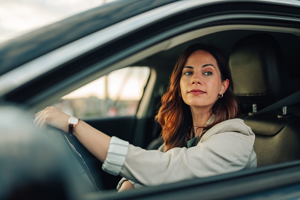 Woman driving a car