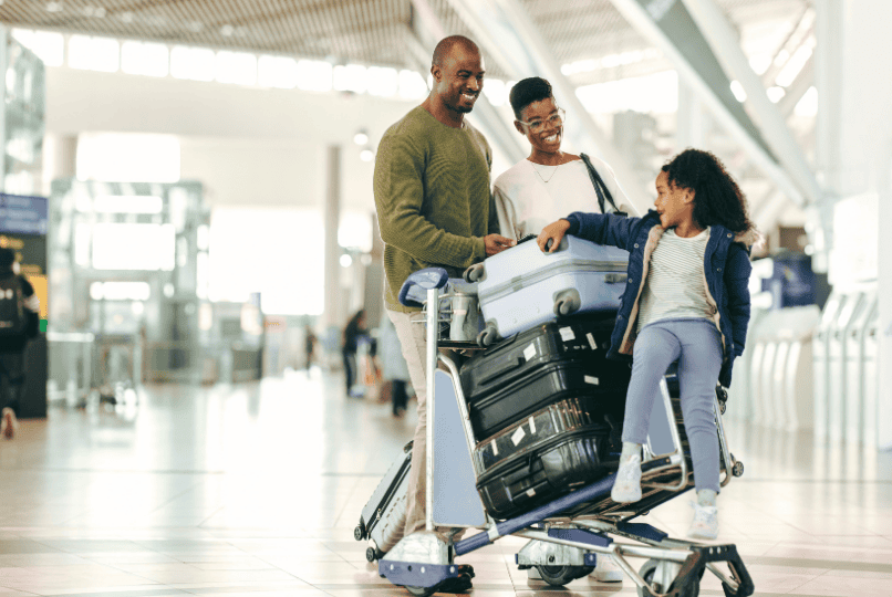 family at the airport