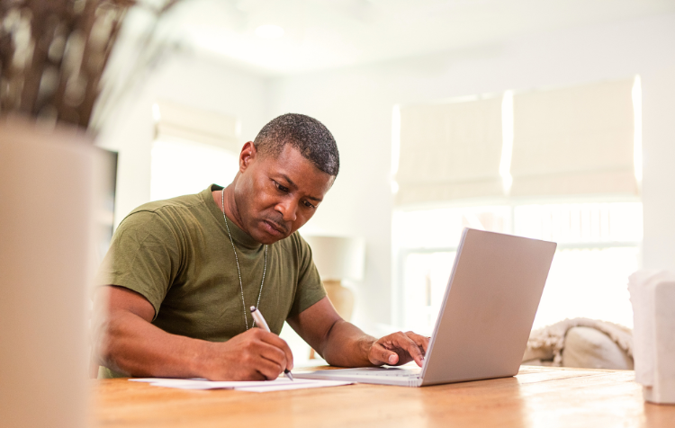 man learning finances